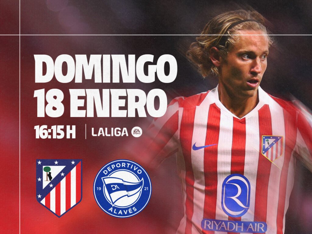 El Atlético recibirá al Alavés en en metropolitano, este domingo.