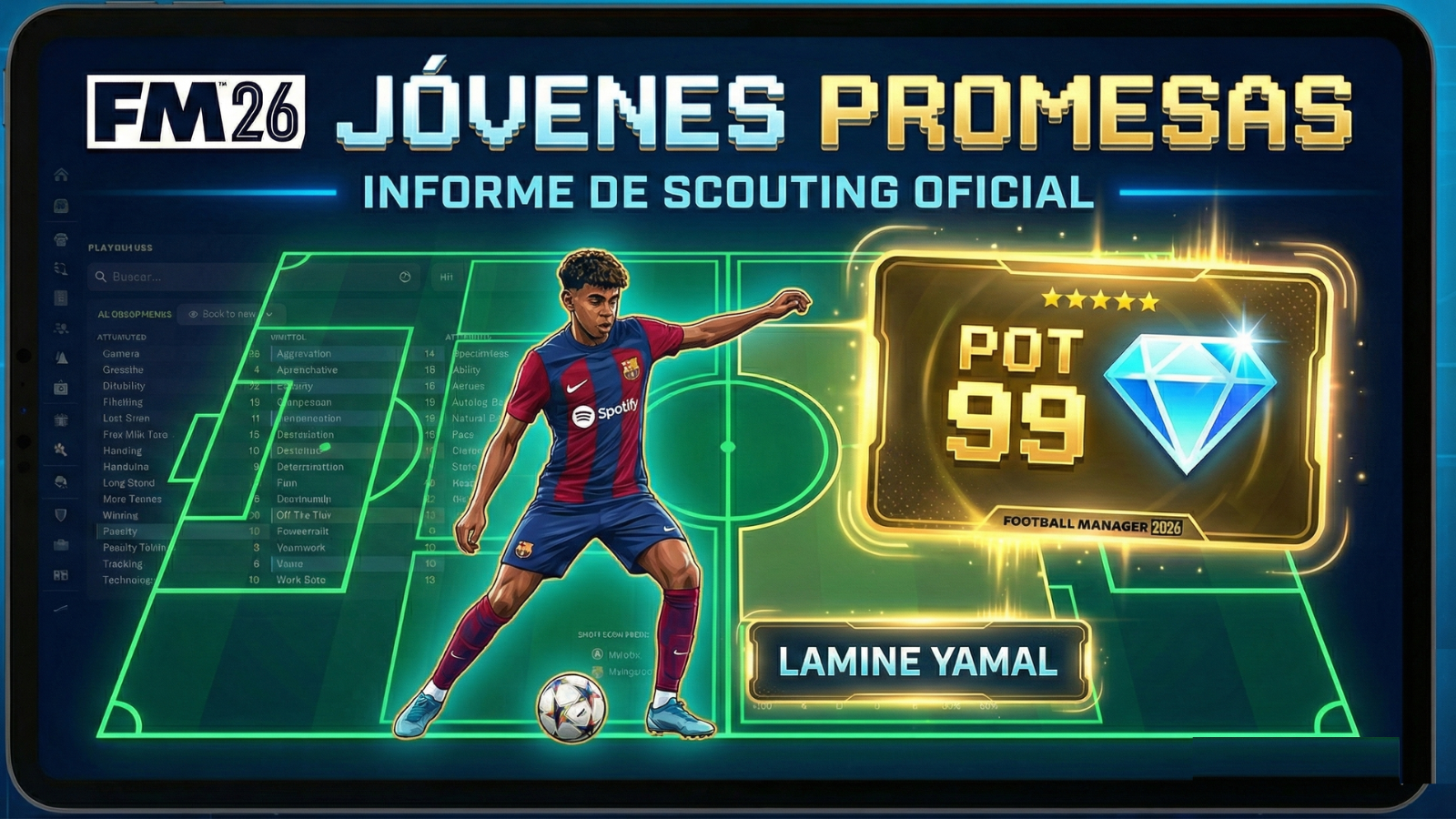 Conoce las mejores promesas del FM26 y mejora tu club con ellas.
